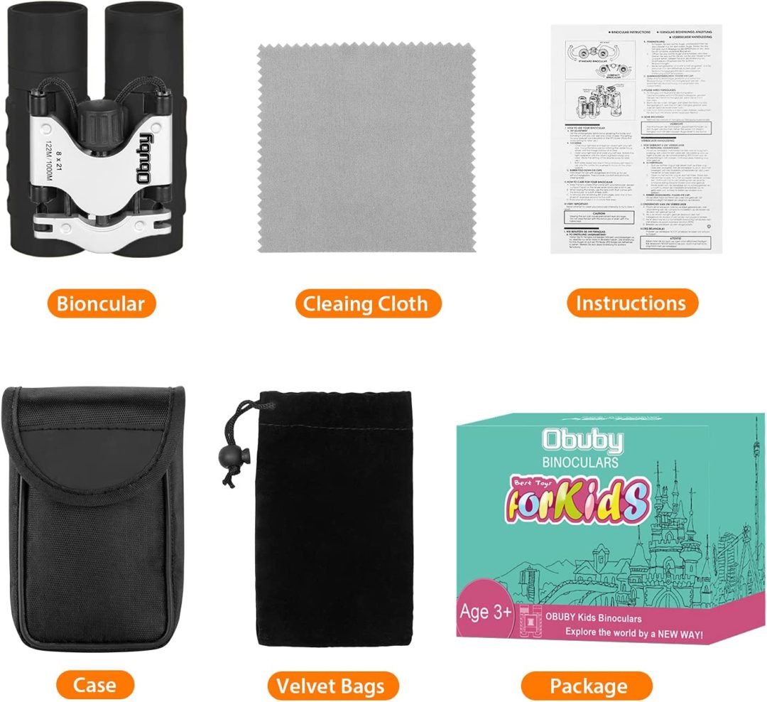 OBUBY- Binoculares para niños, Negro