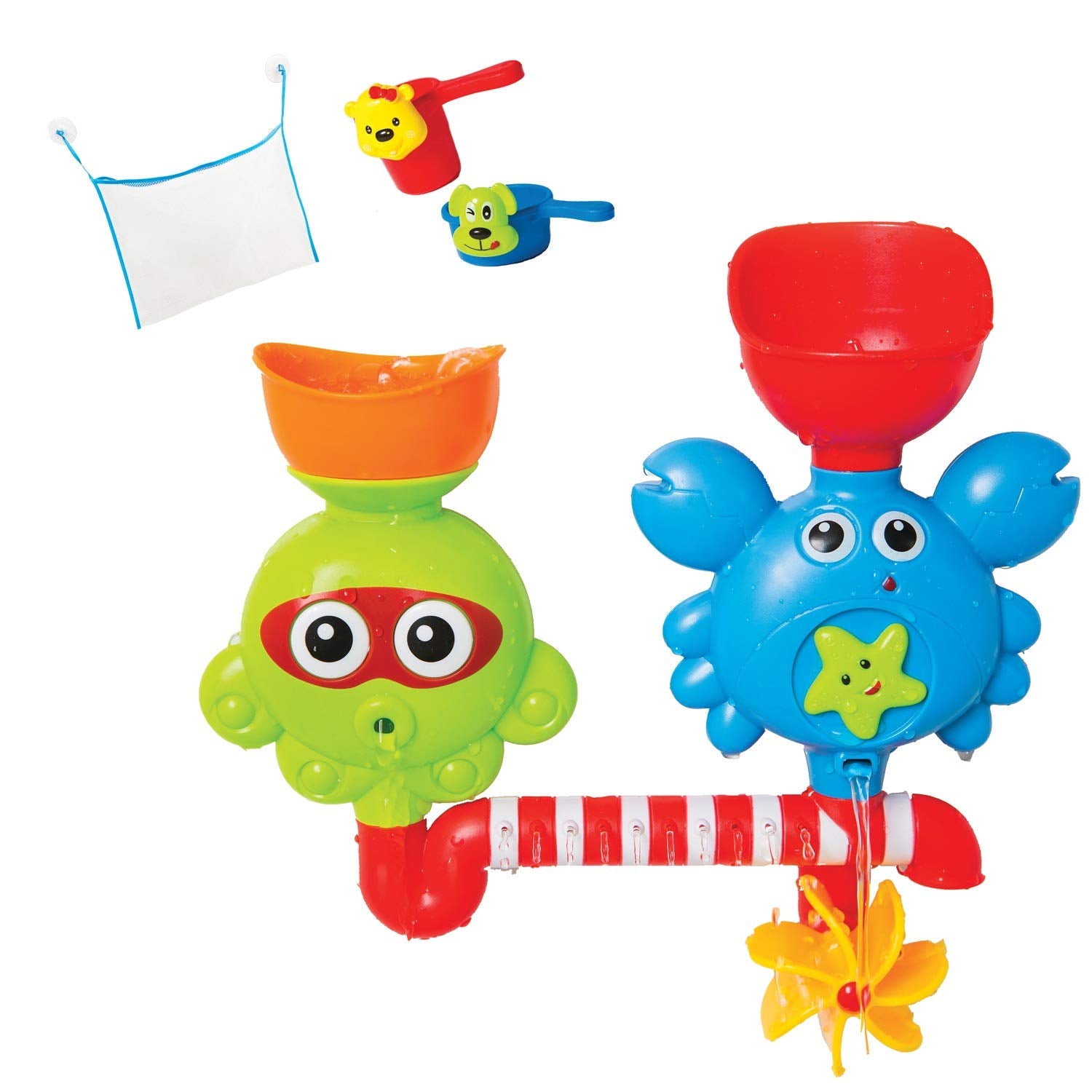ic toyzz Juguetes de baño para bebés - Juguetes de bañera de cascada con ventosa de llenado, giro y flujo