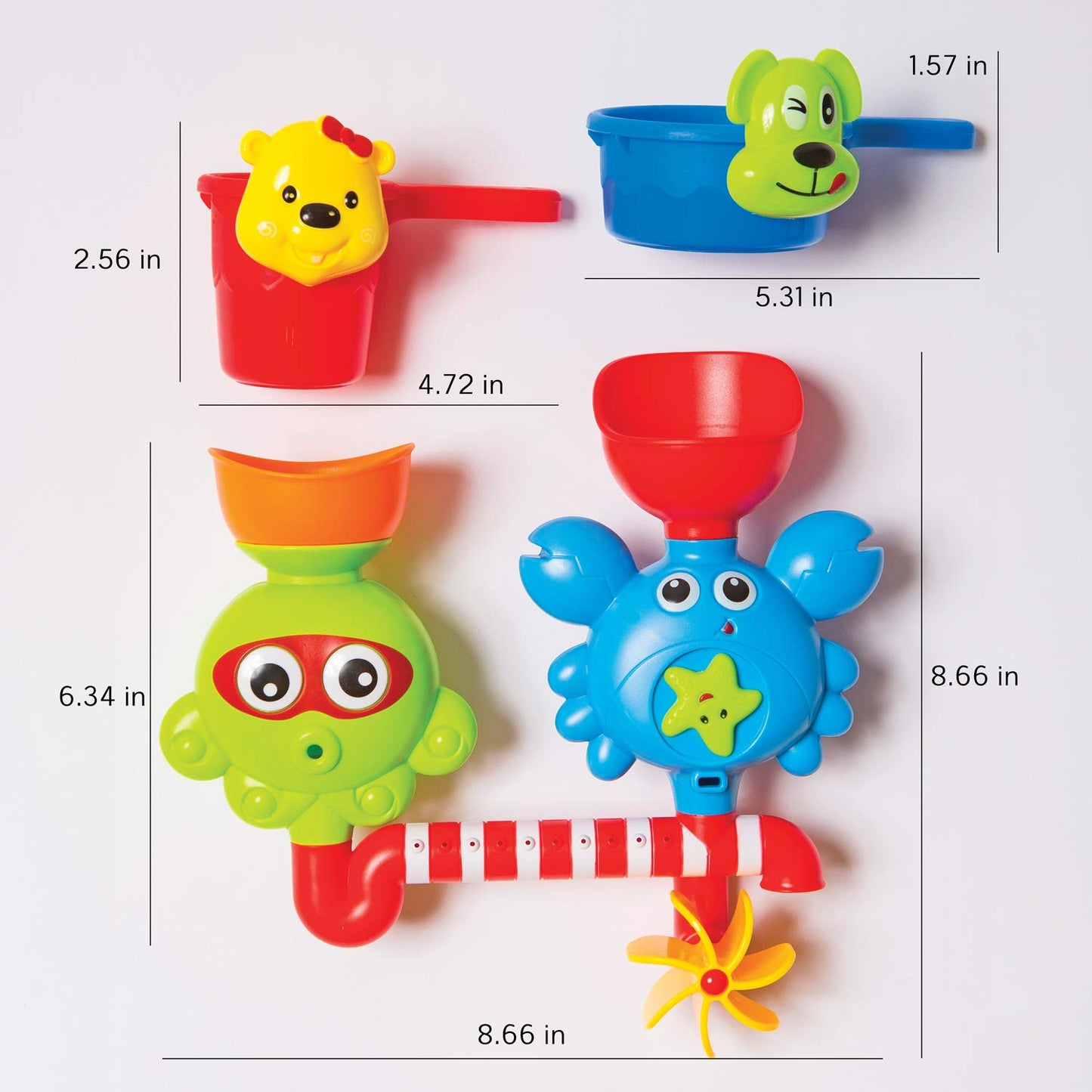 ic toyzz Juguetes de baño para bebés - Juguetes de bañera de cascada con ventosa de llenado, giro y flujo