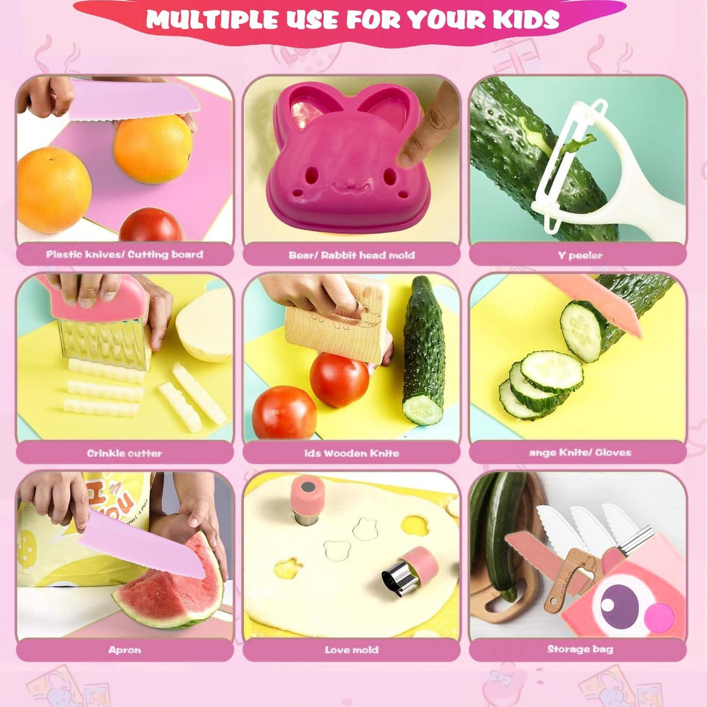 Juego de cuchillos de cocina seguros para niños