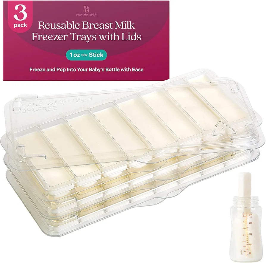 Nurse & Nourish- Bandeja para congelar leche materna para un fácil almacenamiento, Paquete de 3