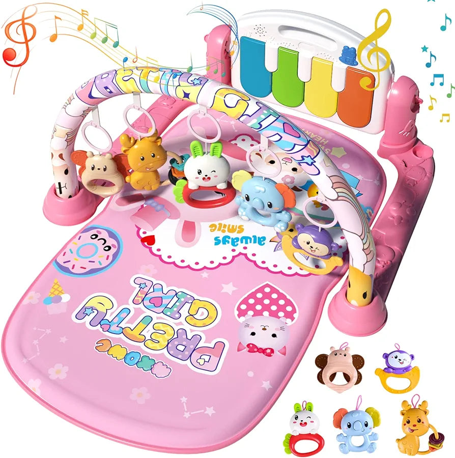 Tapete de actividad para bebé para desarrollo de habilidades sensoriales y motoras, piano divertido para bebés