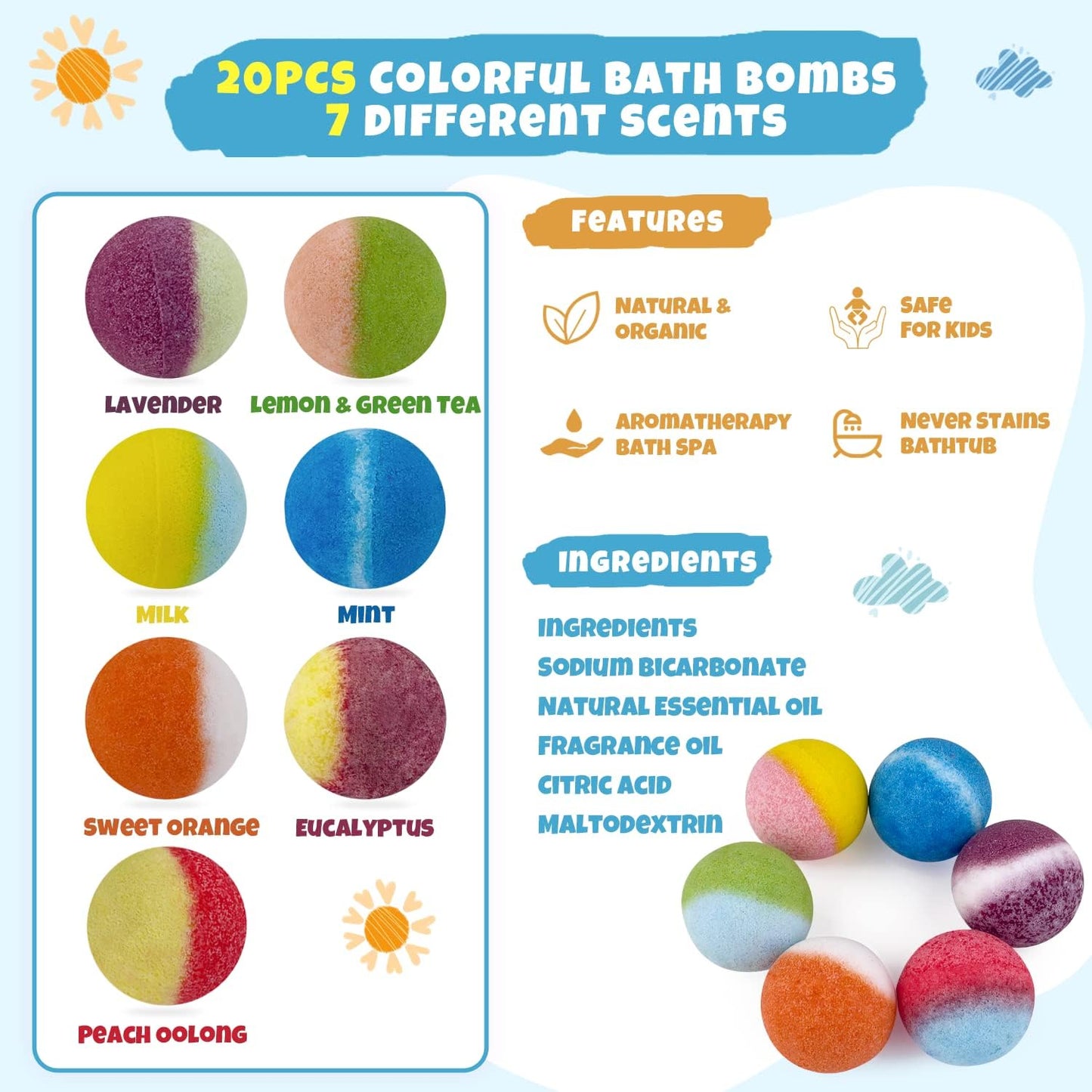 Leoce-20 bombas de baño para niños con juguetes de succión de dinosaurio en el interior