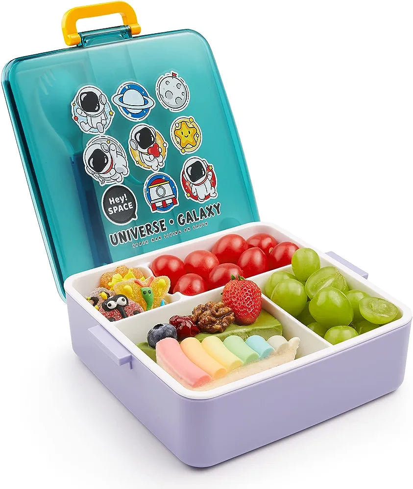 Lumchigo-Caja Bento a prueba de fugas de 1300 ml con tarro de salsa - Contenedores de almuerzo de 3 compartimentos con utensilios