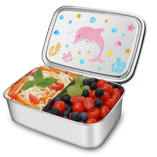 Yawbay-Lonchera de acero inoxidable, delfín rosado