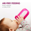 NURSH Reusable Silicone Pouch Bottle, Air-Free Feeding, 4 Ounce with Stage 1 Slow Flow Nipple Exclusive Sеt of 3, Pink