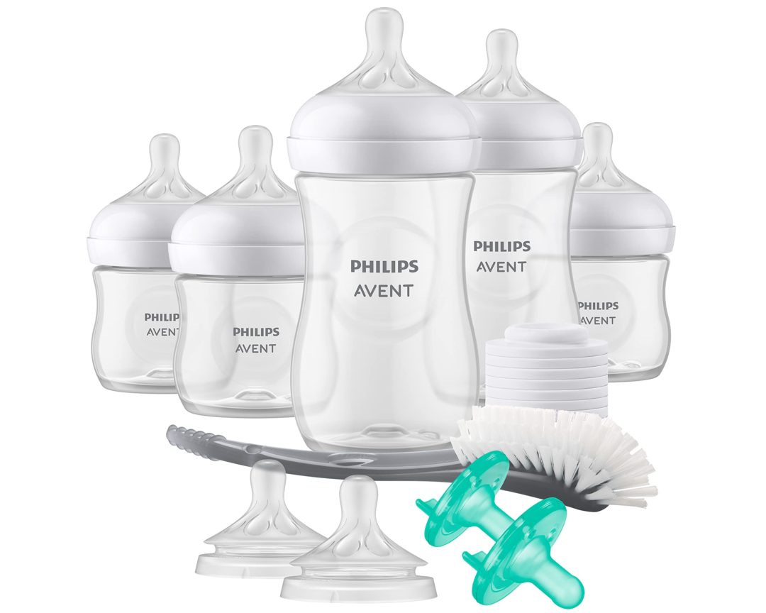 Philips AVENT Set de 5 Biberones natural con pezón de respuesta natural, cepillo y chupetas.