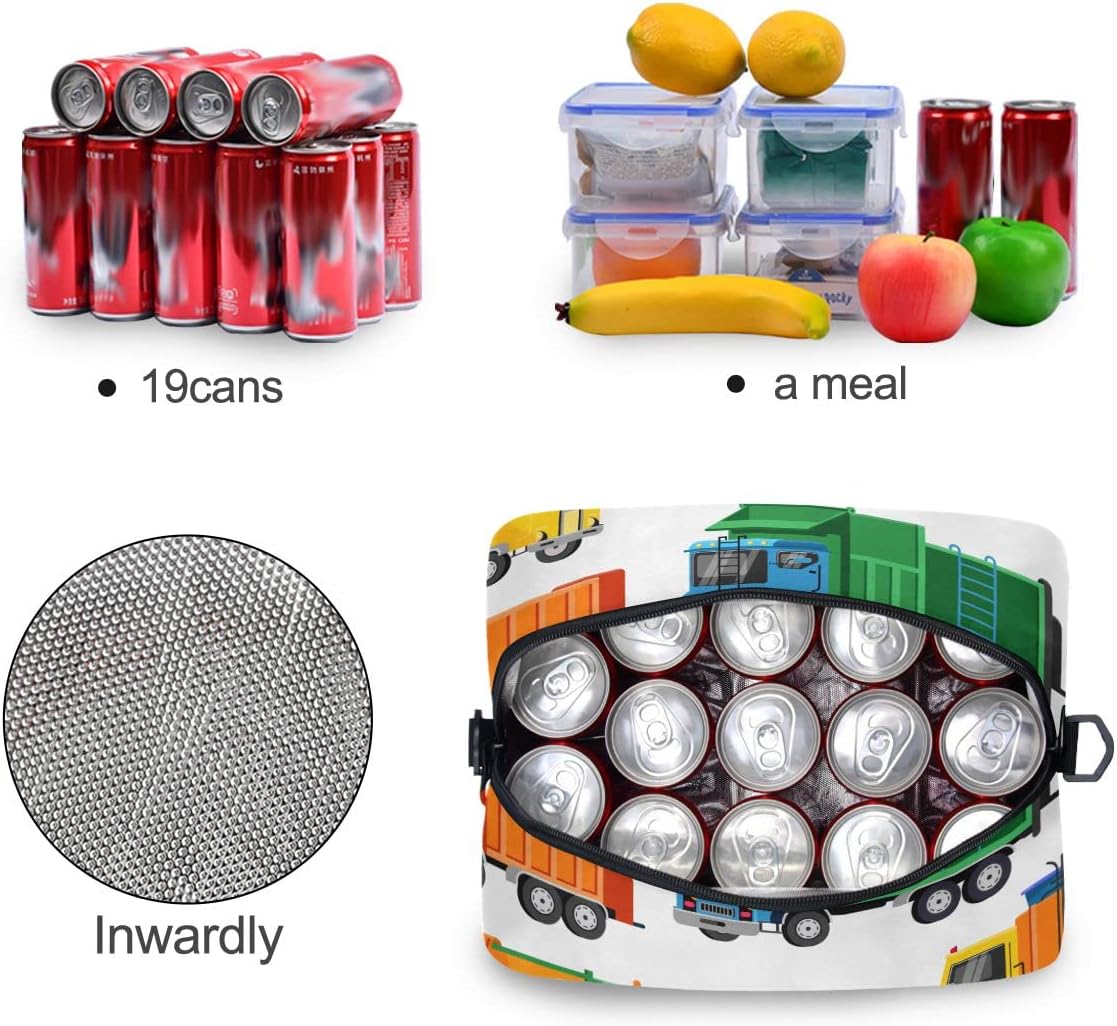 Bolsa de almuerzo aislada a prueba de fugas con correa de hombro ajustable y extraíble, diseño camiones