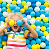 100 Bolas azules, celeste y amarillo y blanco para piscina de bolas