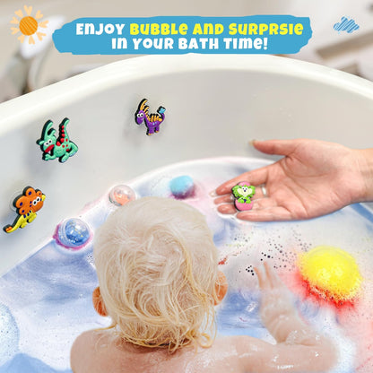 Leoce-20 bombas de baño para niños con juguetes de succión de dinosaurio en el interior