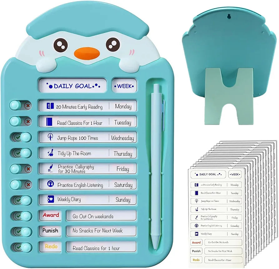 Tabla de tareas para niños con 13 cartulinas