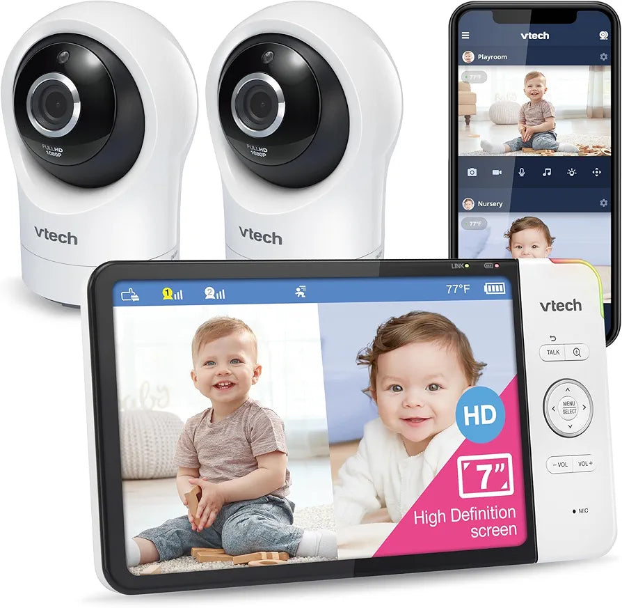 VTech RM7764-2HD 1080p Smart WiFi Acceso remoto 2 cámaras BabyMonitor