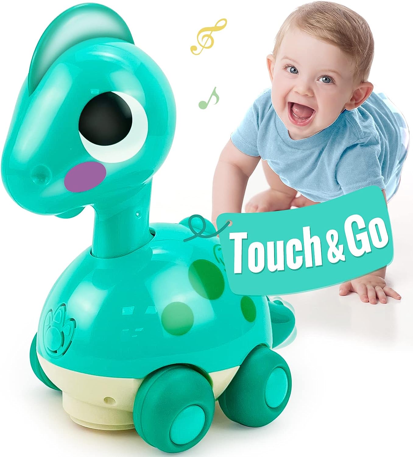 Touch & Go Music Light- Juguete de dinosaurio para bebés de 12 a 18 meses