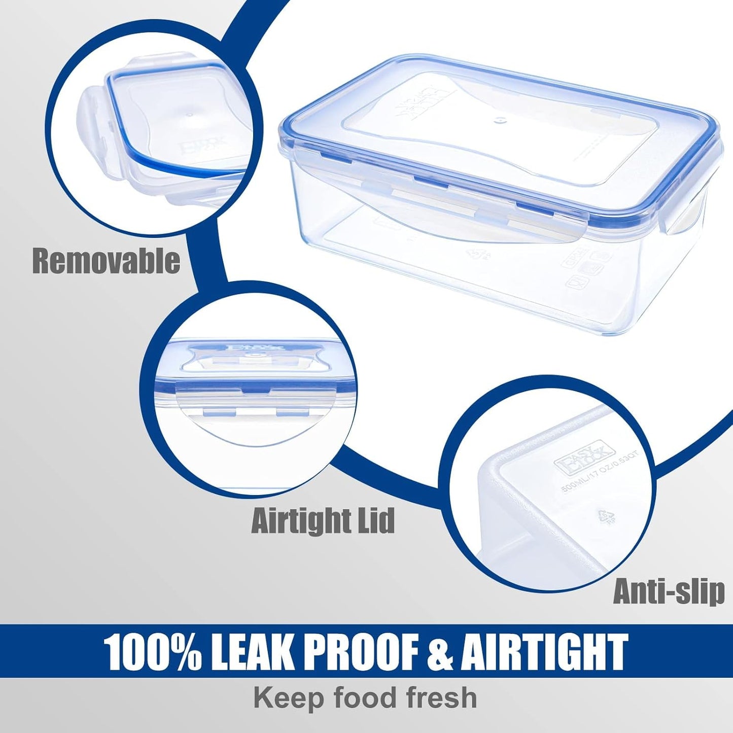 Easylock-Contenedores de plástico para almacenar alimentos de 6 oz