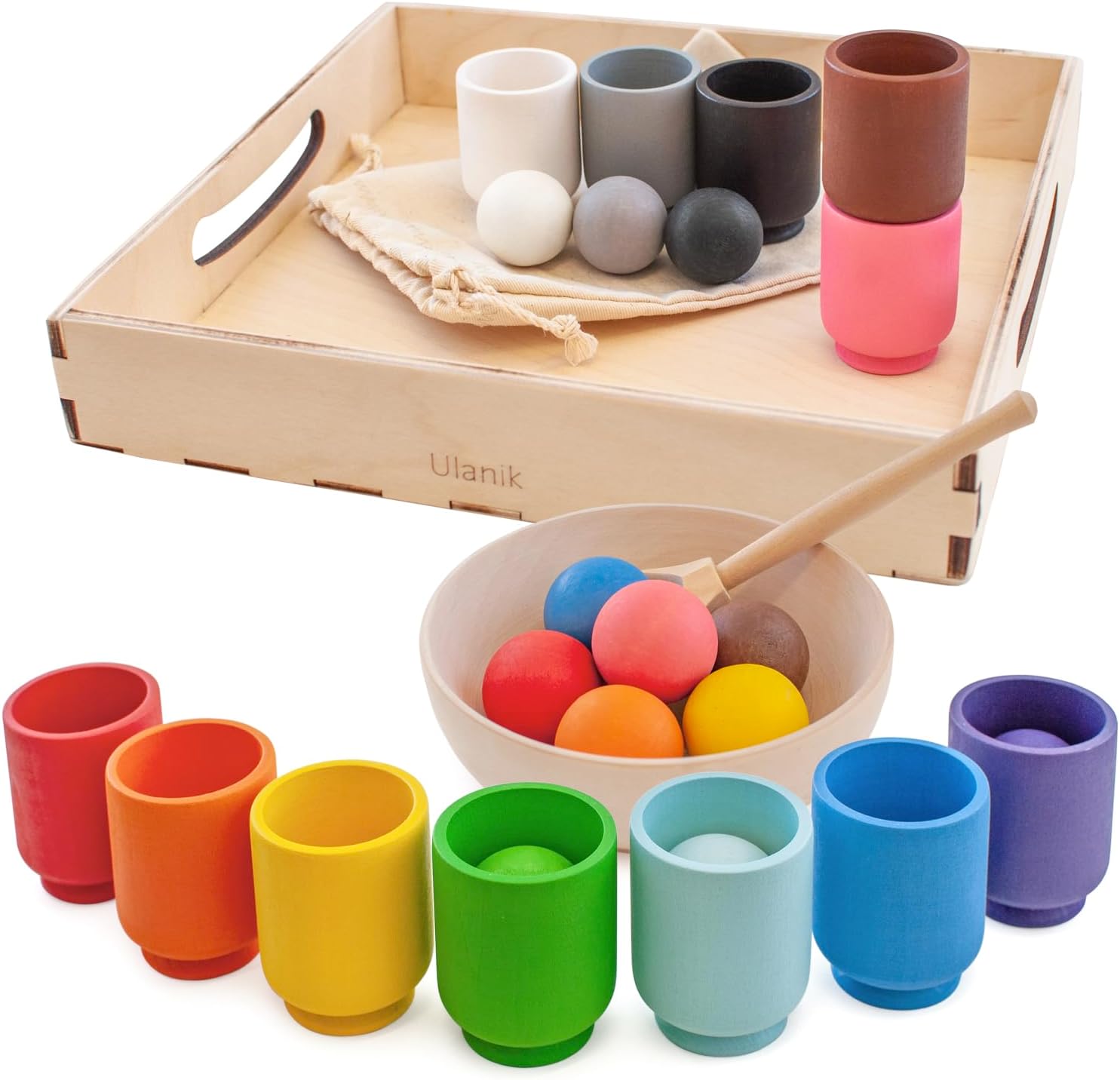 Ulanik- Bolas en Tazas Juguetes Montessori para niños pequeños