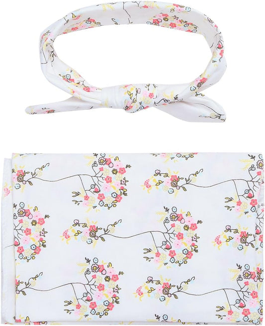 iiniim-Manta para bebé recién nacido con diadema (blanco)