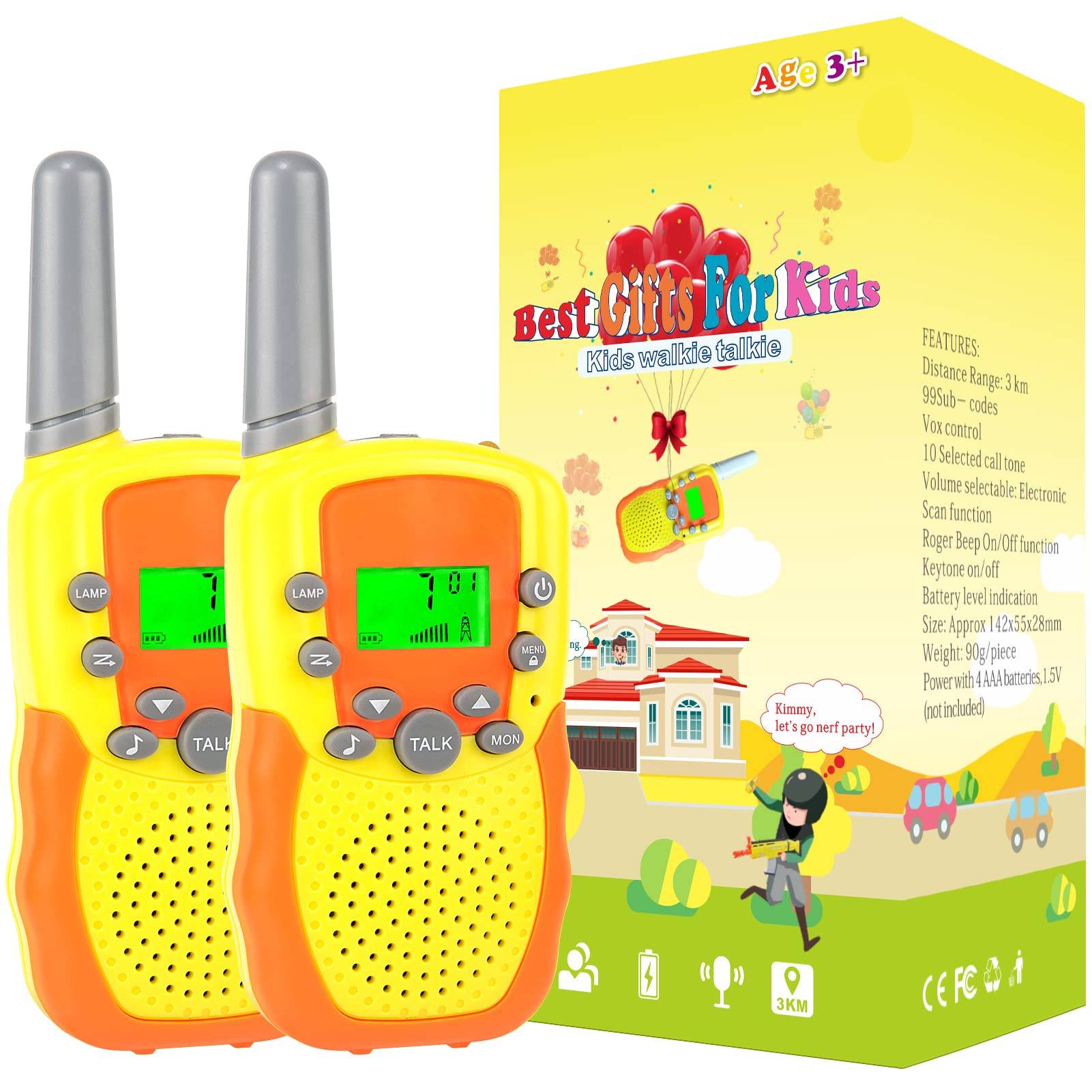 Walkie talkies para niños, paquete de 2 radios bidireccionales de 3 millas de largo alcance para aventuras al aire libre