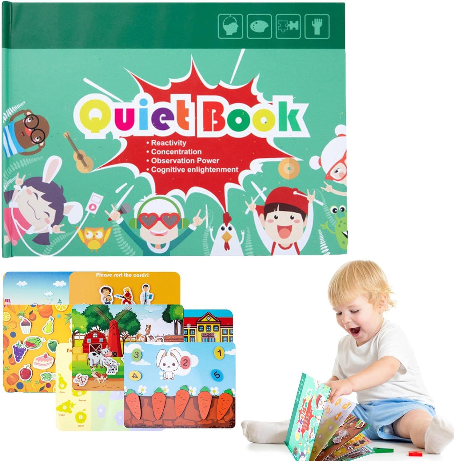 Libros adhesivos reutilizables para viajes, libro ocupado para preescolar Montessori