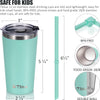 Tiblue - Taza para niños y niños pequeños, botella de agua de acero inoxidable, 2 tazas de 12oz, azul+verde