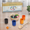 Woodenfun-Bolas de arco iris en tazas Montessori