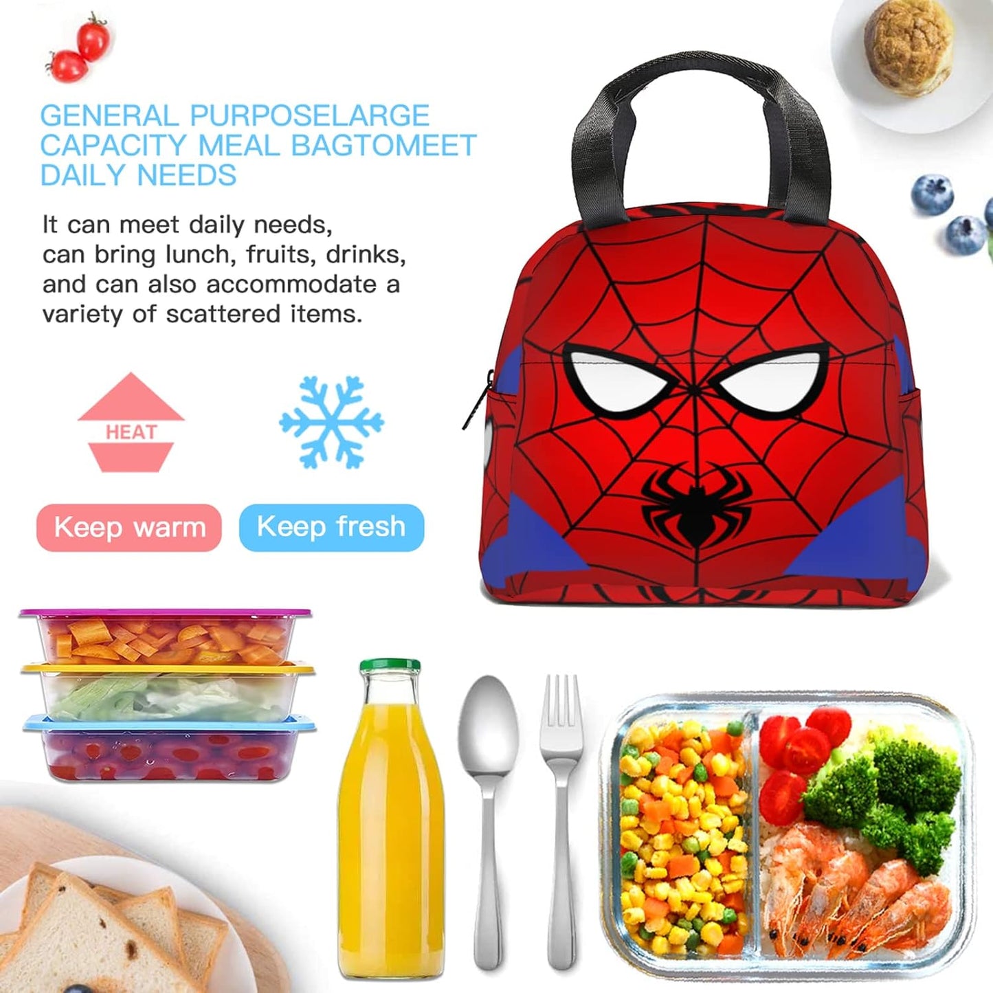 Bolsa de almuerzo con aislamiento portátil, Spiderman