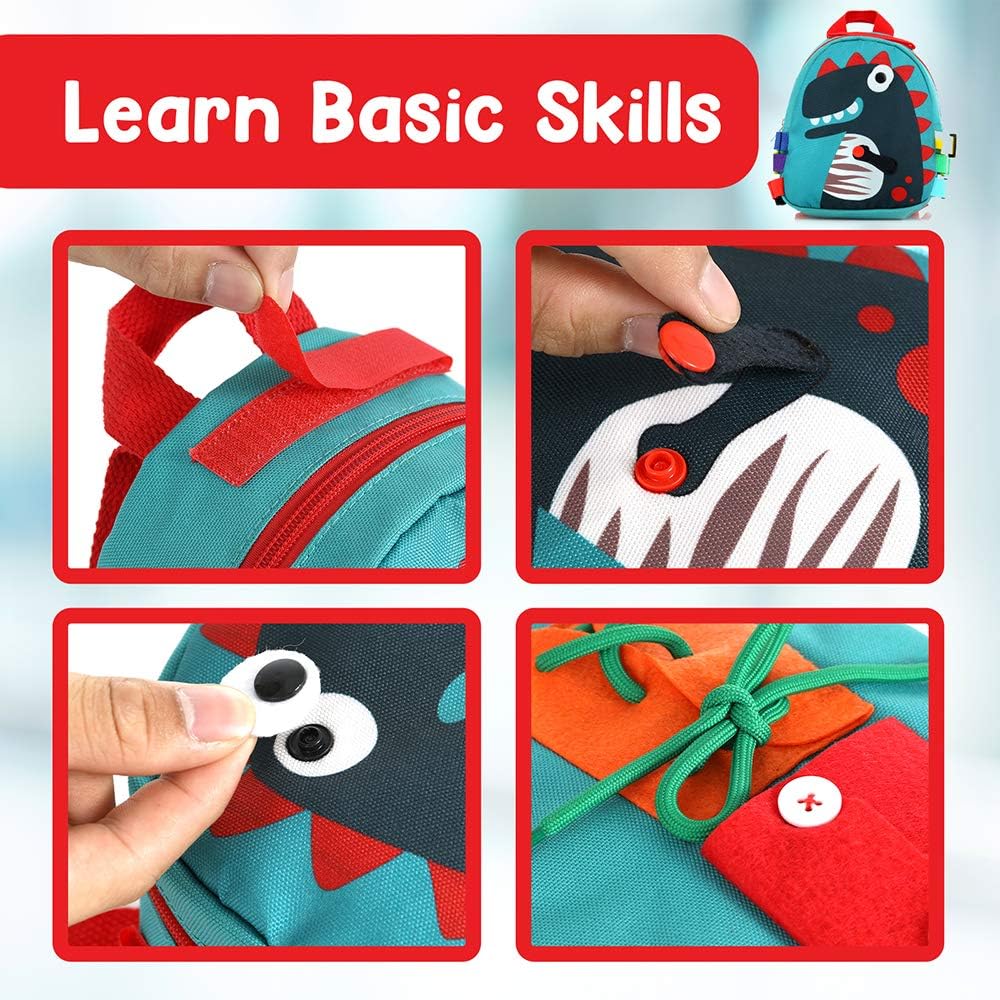 Busy Board - Mochila infantil Montessori, dinosaurio