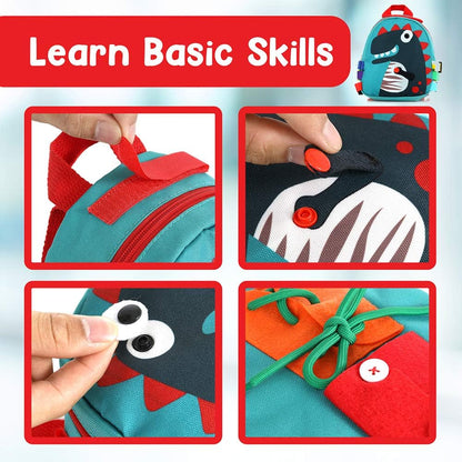 Busy Board - Mochila infantil Montessori, dinosaurio