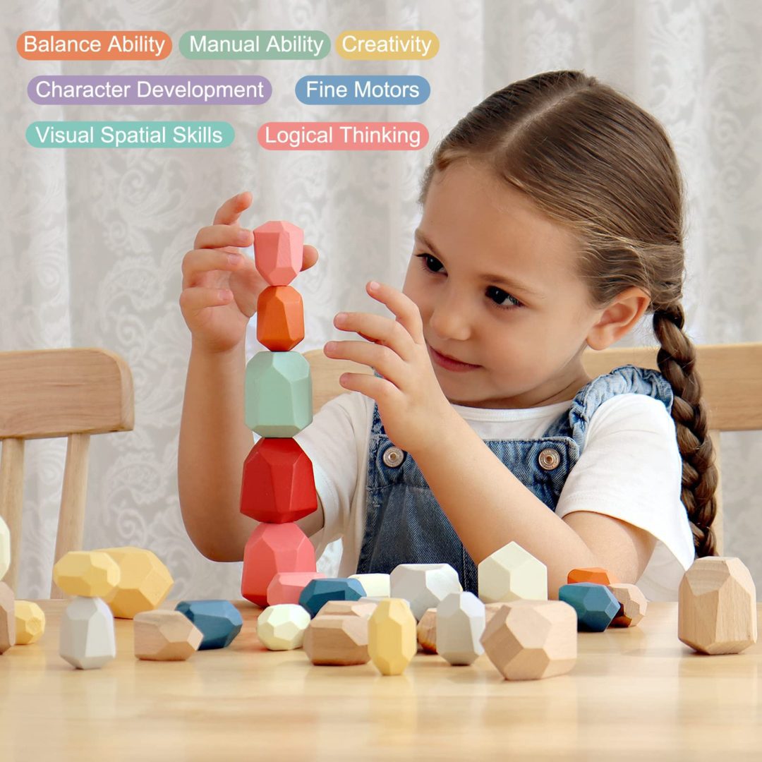 Bestamtoy- Piezas de piedra juego montessori, 35 piezas