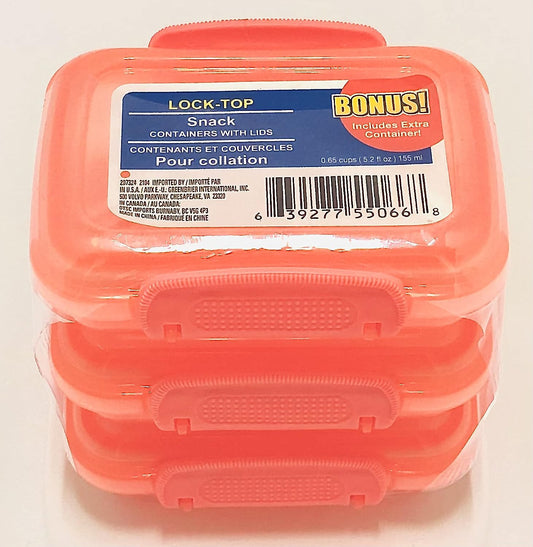 Locktop- Contenedores para refrigerios con tapa con cerradura, 3 pack