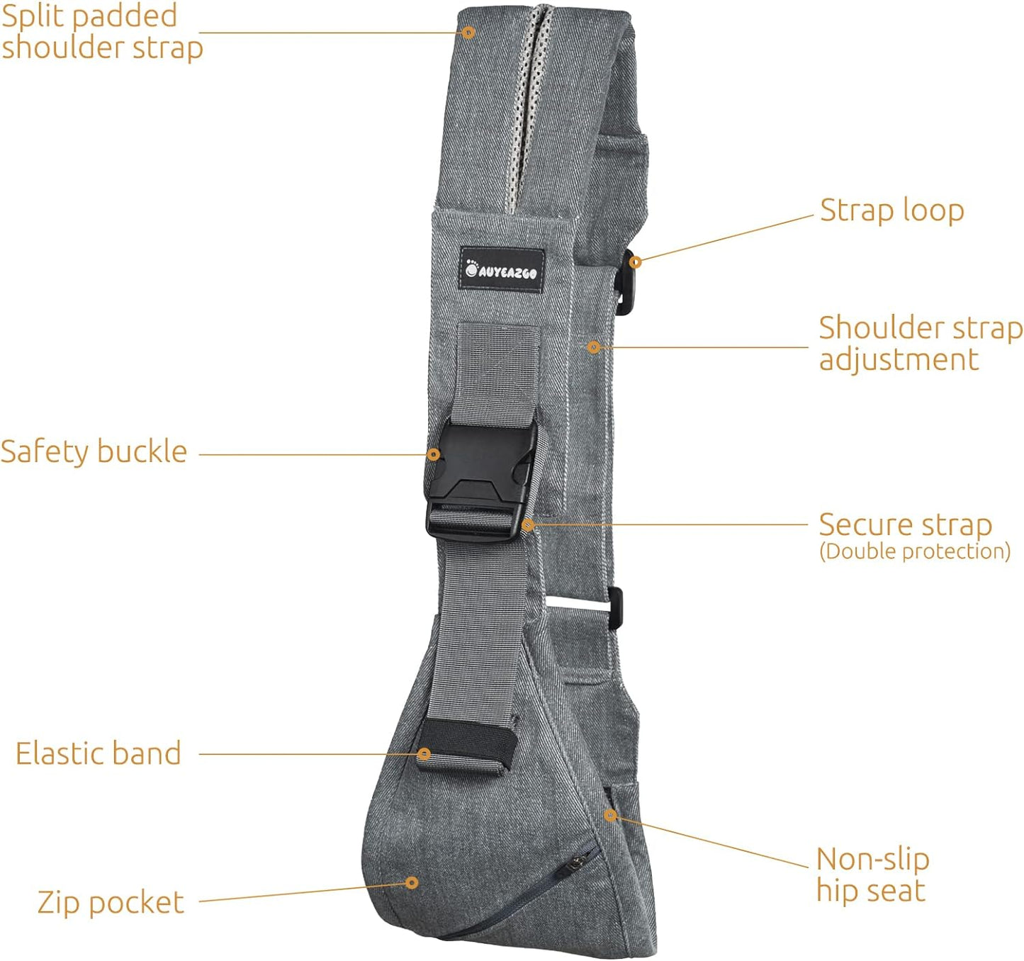 AUYEAZGO- Portabebés ergonómico para bebé con correa ajustable,