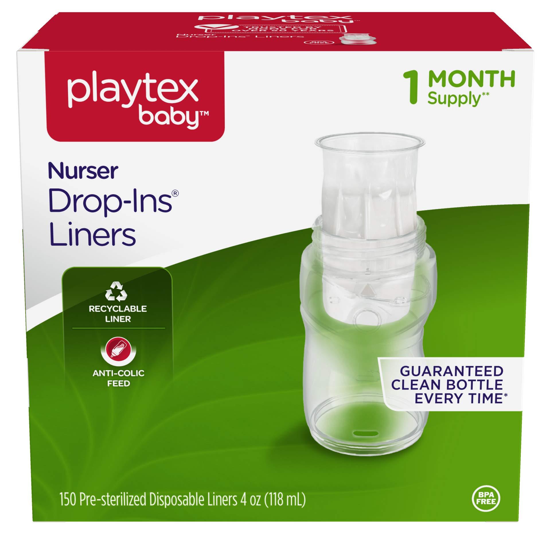Playtex - Forro desechable preesterilizado para biberones de bebé, más cerca de la lactancia, 4 onzas, 150 unidades