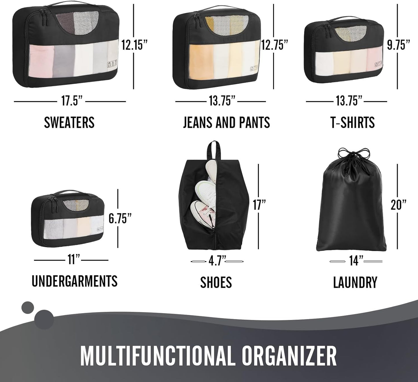 Veken - Juego de 6 cubos de embalaje para maletas