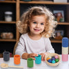 Woodenfun-Bolas de arco iris en tazas Montessori