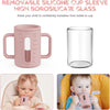 HOTUT- Vaso de vidrio con asas de Silicón y Aprendizaje de Bebé y Niños Pequeños, 210 ml