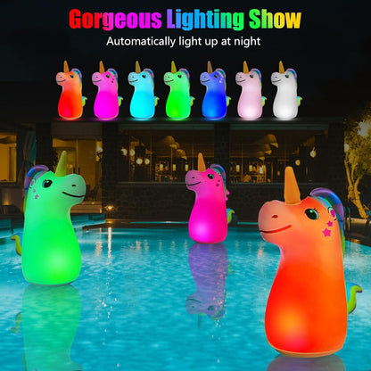 Lslpin- Luces solares flotantes para piscina, unicornio