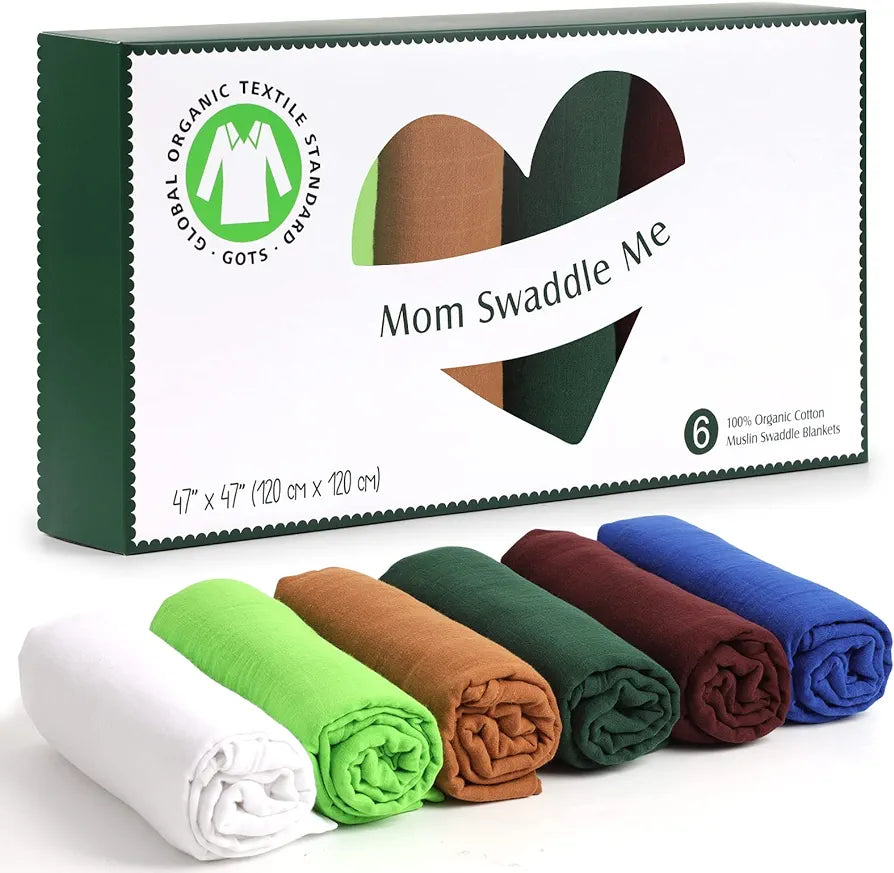 Mom Swaddle Me- Mantas de muselina para bebé, 6uds