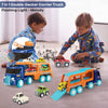 Fun toys- Camión transportador 7 en 1 y auto de tracción