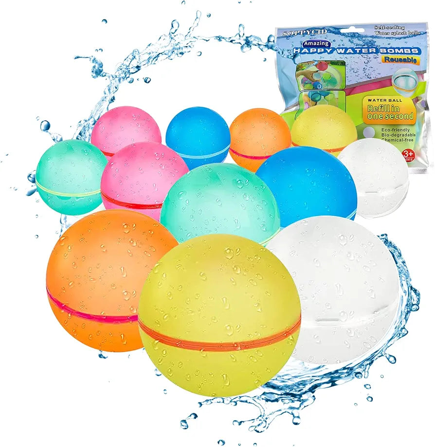 Happy Water Bombs-Globos de agua reutilizables, 12pcs