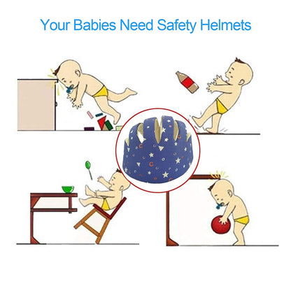 Casco para bebés  gorra suave y ajustable, estrellas azul