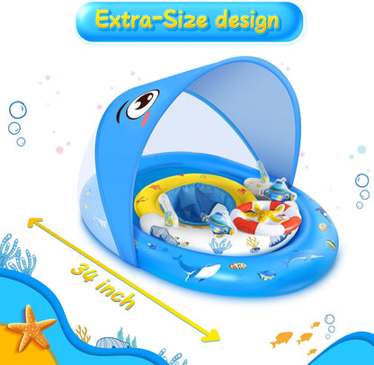GLOPUS- Flotador de piscina para bebé con toldo extraíble