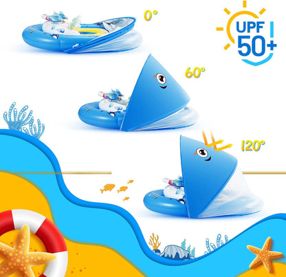 GLOPUS- Flotador de piscina para bebé con toldo extraíble