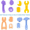 Sacadientes, mordedores de silicona con forma de herramientas para bebé con clips sostenedores, 7 unidades