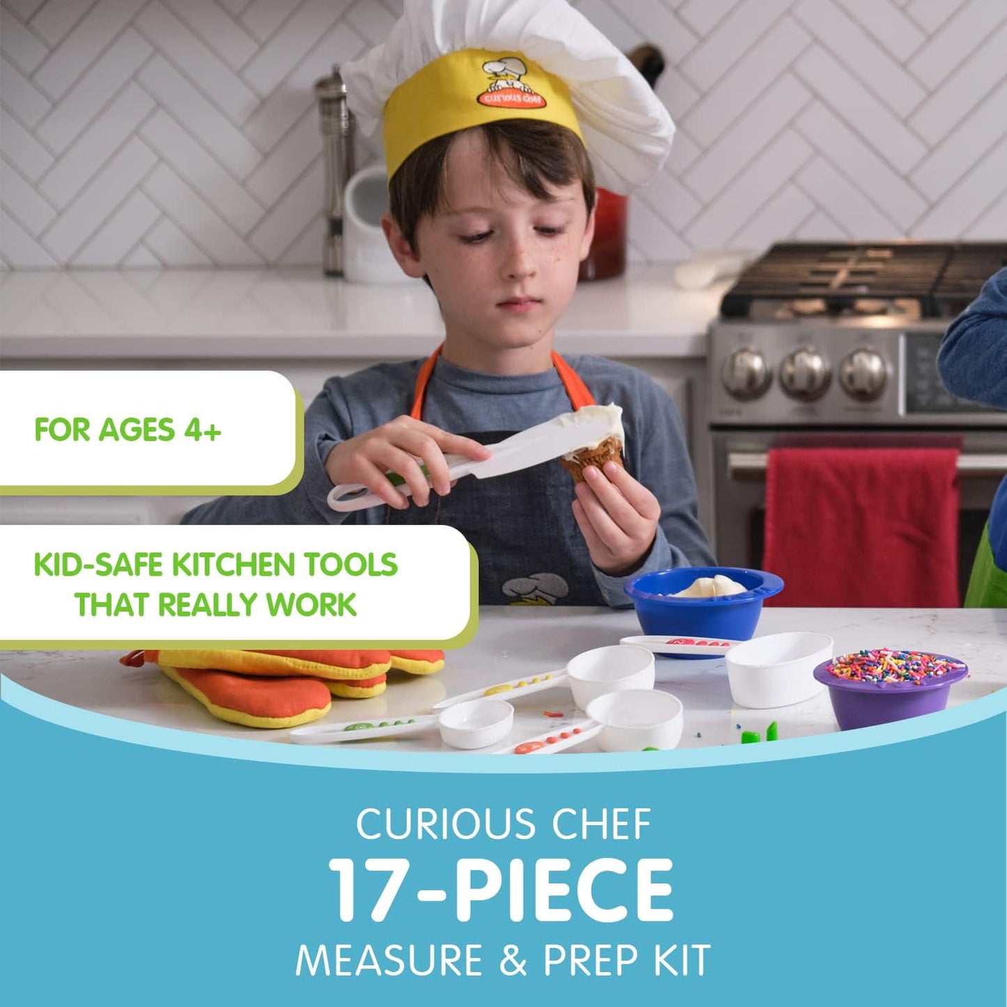 Curious Chef - Kit de medición y preparación para niños, 17 piezas