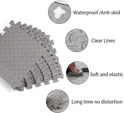 12 piezas de alfombra armable de foamy, gris