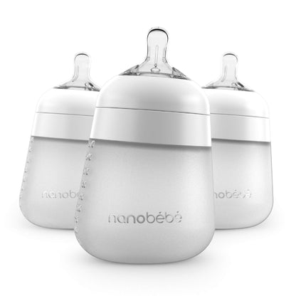 Biberón de silicona Nanobebe Flexy: anticólicos, tacto natural, 9oz