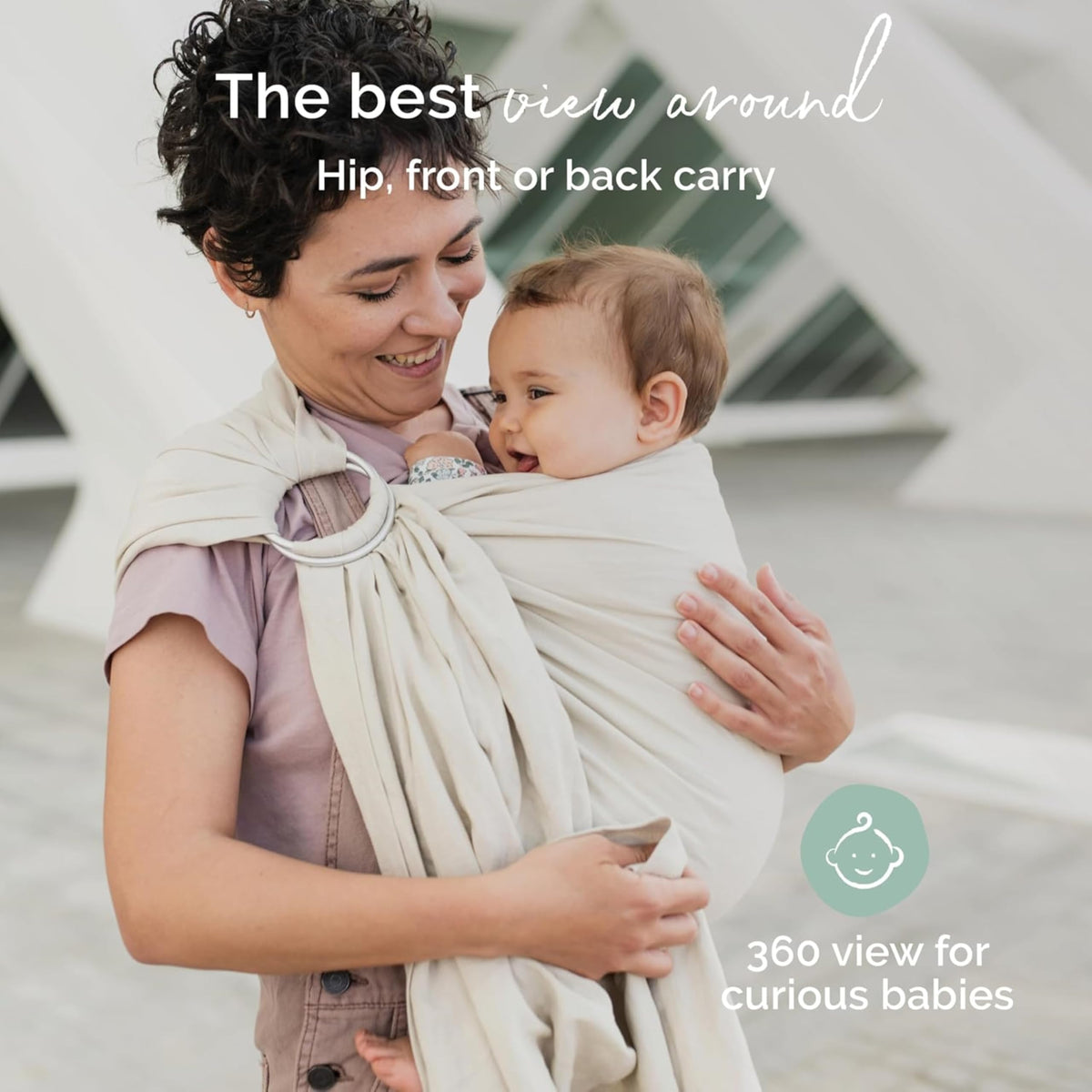 Boba Ring Sling - Portabebés, lino de bambú, recién nacido a niño pequeño / 8-35 libras