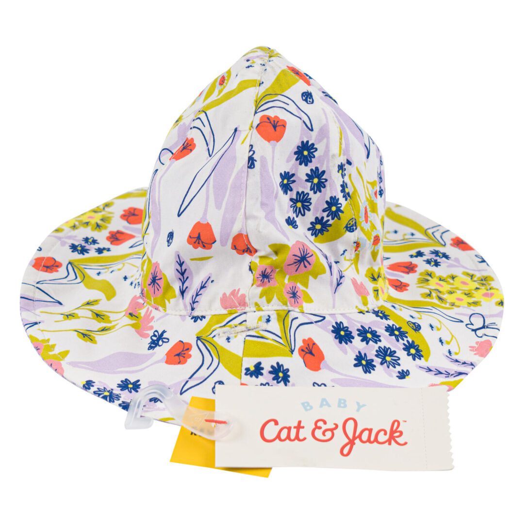 Cat &amp; Jack Sombrero de bebé, Reversible Floral/Rayas Multicolor, 0-6m