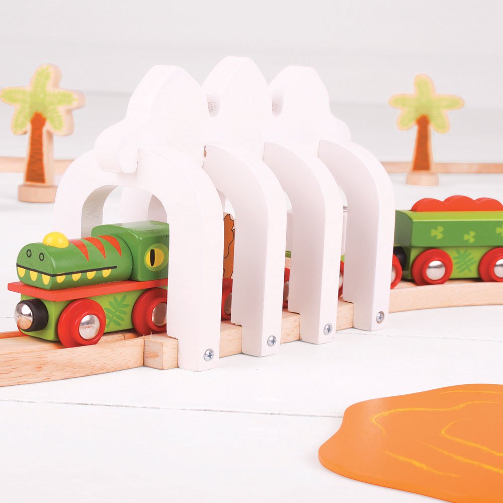 Bigjigs Rail dinosaurio Motor de ferrocarril y tren de madera Cars