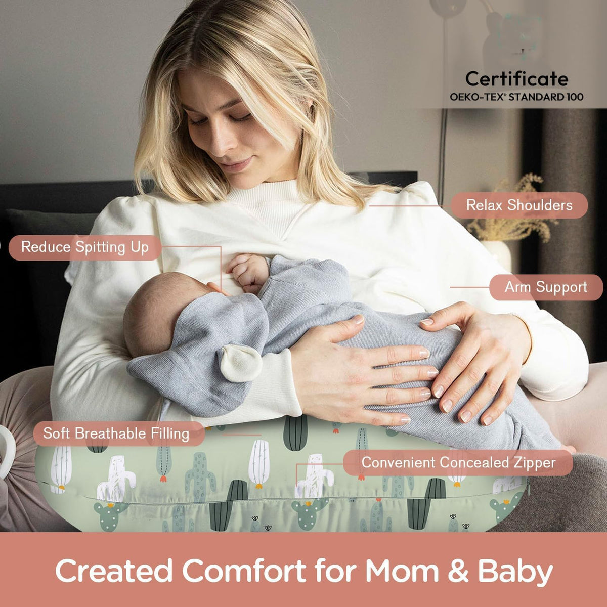 Cojín de lactancia: soporte ergonómico para la lactancia materna y la alimentación con biberón