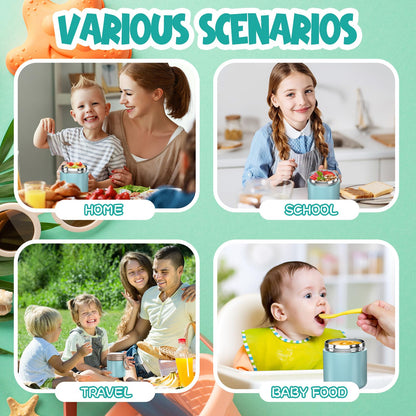 Termo para niños de comida caliente - 15.2oz con cuchara plegable y mango